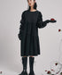 Studded Puff Sleeve Flare Dress